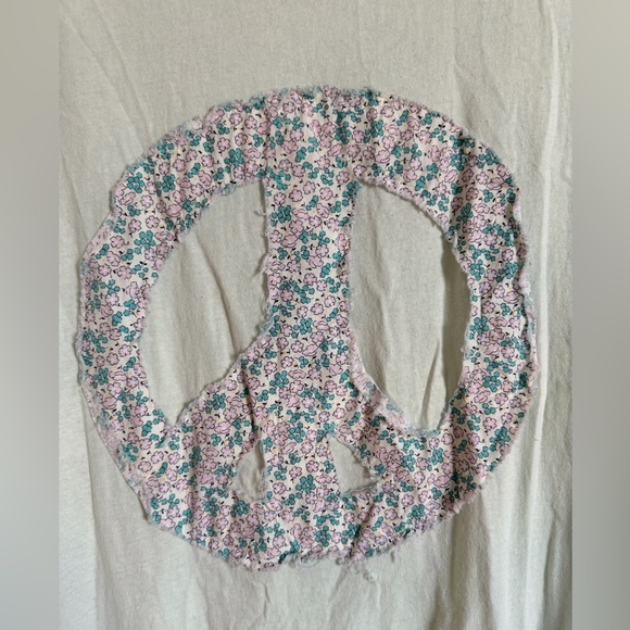 Blue Velvet Women’s Light Blue Floral Peace Sign Dress with Ruffle Hem size Sm - Picture 5 of 7